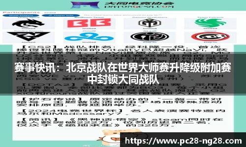 赛事快讯：北京战队在世界大师赛升降级附加赛中封锁大同战队